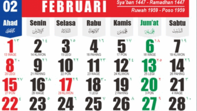 Kalender Februari 2026