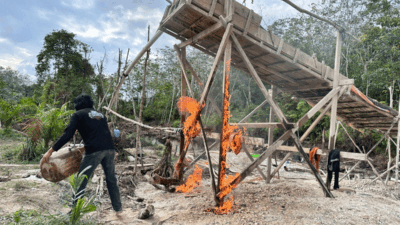 Tambang ilegal di Dharmasraya yang digerebek polisi.