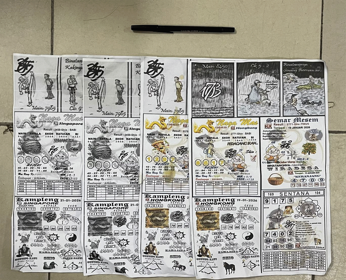 Barang bukti togel hongkong yang diamankan polisi