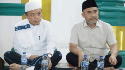 Bupati Bungo, Dedy Putra dampingi Gubernur Jambi Al Haris dalam rangkaian Safari Ramadhan di Masjid Al Falah, Desa Empelu, Kecamatan Tanah Sepenggal, Minggu (1/3/2026).