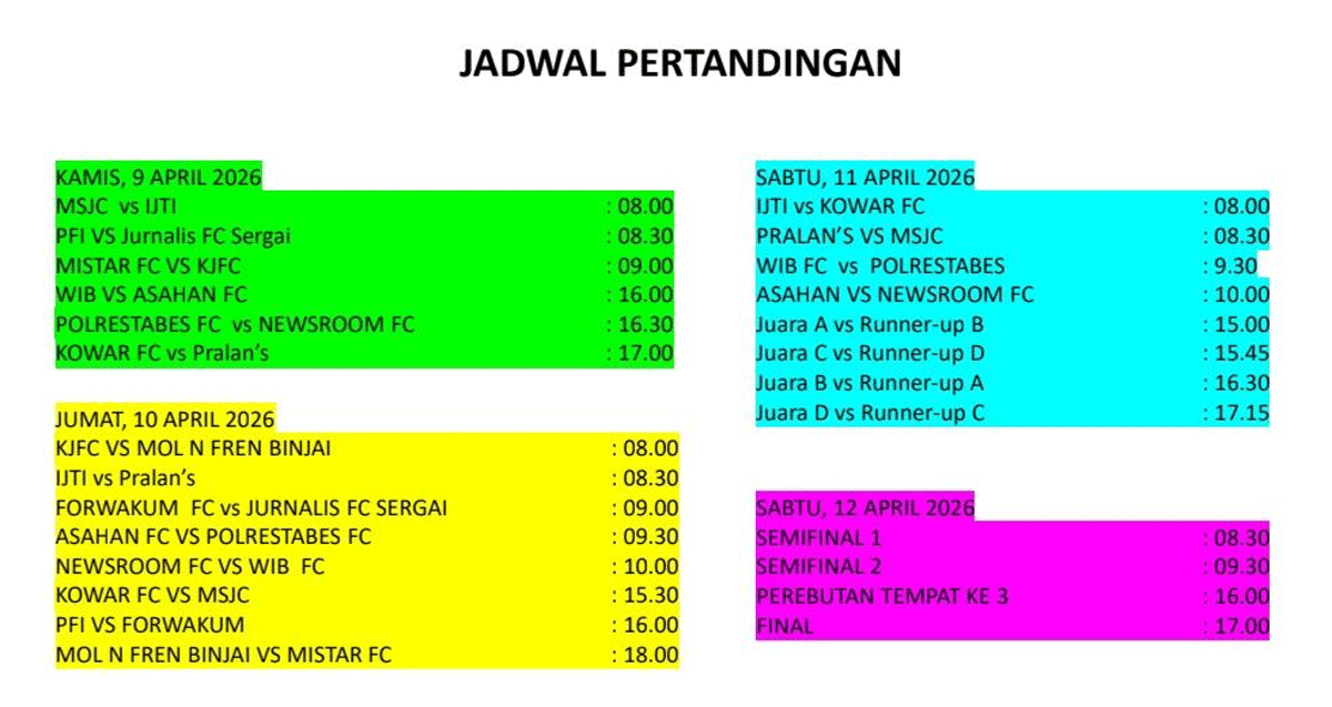 Jadwal pertandingan