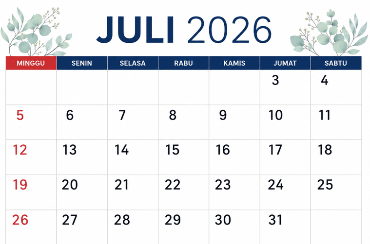 Kalender Juli 2026